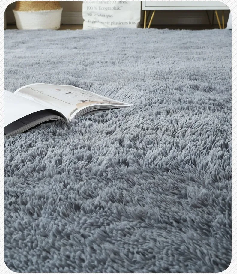Graue Batik-Shaggy-Teppiche Ultra Weiche Rutschfeste Plüsch-Teppiche Schlafzimmer Wohnzimmer Kinderzimmer Große Größe Wohndekor Bodenmatten – Detail 8