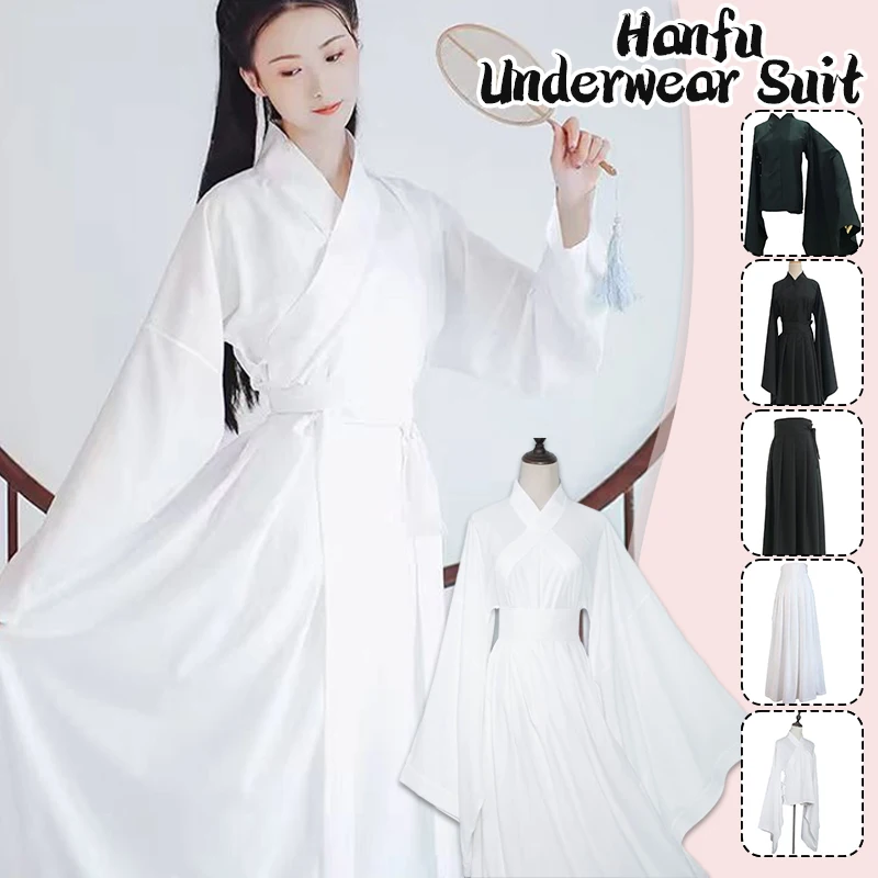 Vestido Hanfu para Mulheres, Anágua, Desgaste Interno, Forro Inferior, Hanfu Antigo, Performance de Dança Palco, Traje Cosplay, Chinês