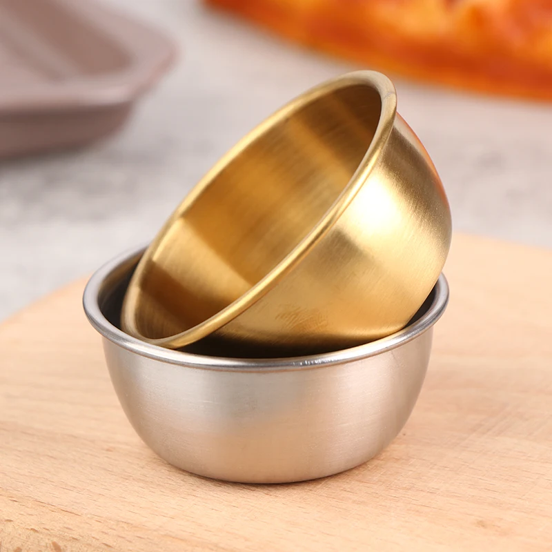 Taza de salsa pequeña de acero inoxidable reutilizable, condimentos, platos de especias, Ketchup, olla caliente, tazón de inmersión, platillo, vajilla, suministros de cocina