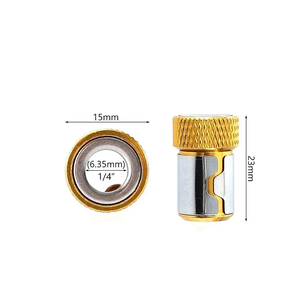 3Pcs Titanium Coated PH2 Cross Double Head Screwdriver Bit + Drill Chuck 1/4 Hex Shank Quick Change Connector + Magnetic Ring