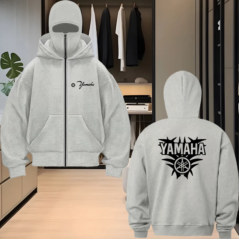 

Yamaha logo printed men's Balaklava hooded sweatshirt double hooded sweatshirt suitable for men and women in autumn and winter w