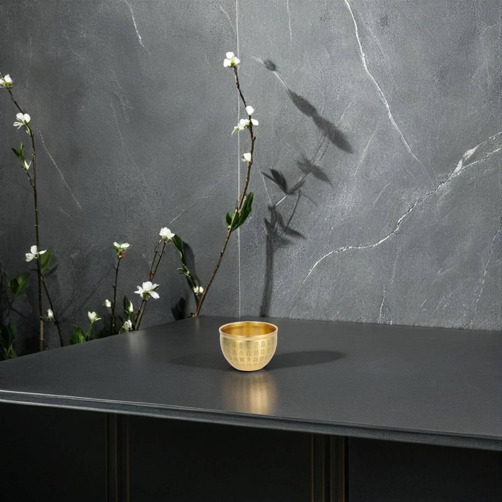 

2Pcs Copper Treasure Bowls Feng Shui Prosperity Basin Intricate Fu Character Blessings Small Decorative Desktop