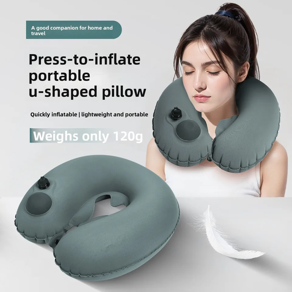 

Business Travel Outdoor Portable U-shaped Inflatable Milk Silk Neck Pillow Pressure Relief For Noon Naps Home Office Use 30cm