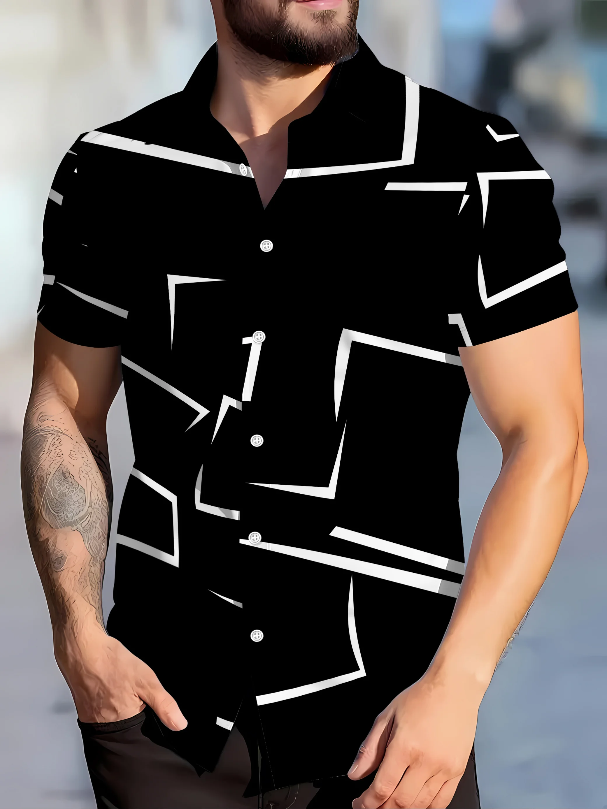 2026 Summer Men's Shirt - 3D Printed Design Breathable Lightweight Stylish and Comfortable Outdoor Men's Fashion