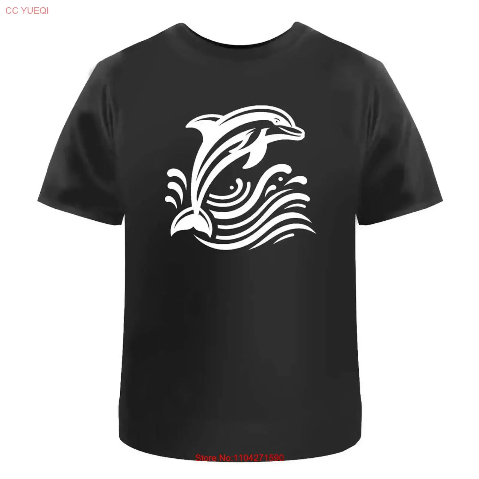 'Leaping Dolphin' T Shirt 100 Cotton S XXL TA047044 vintage Washed Slightly homme Versatile Top For Everyday Wear Stretched