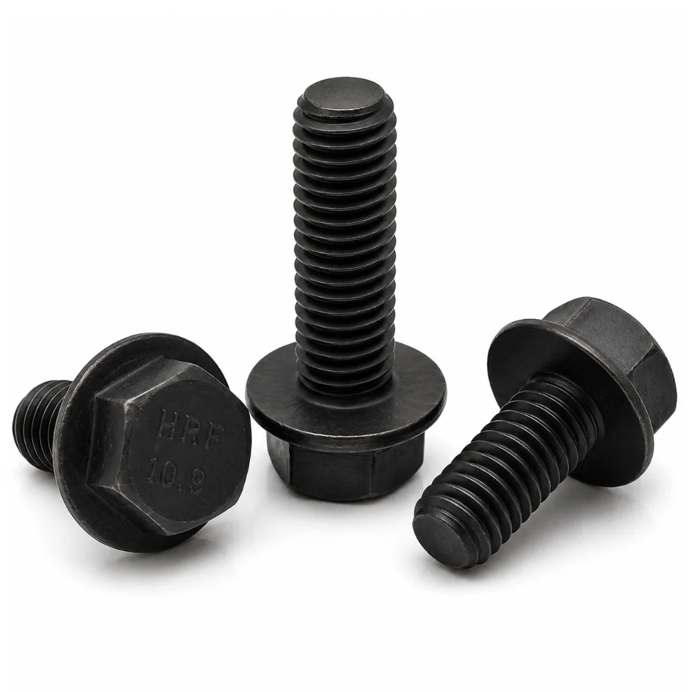 Black Steel Class 10.9 Hex Flange Bolts Non Serrated Large Flange Head Screws GB5787 Full Partial Thread M6 M8 M10 M12 M14 M16