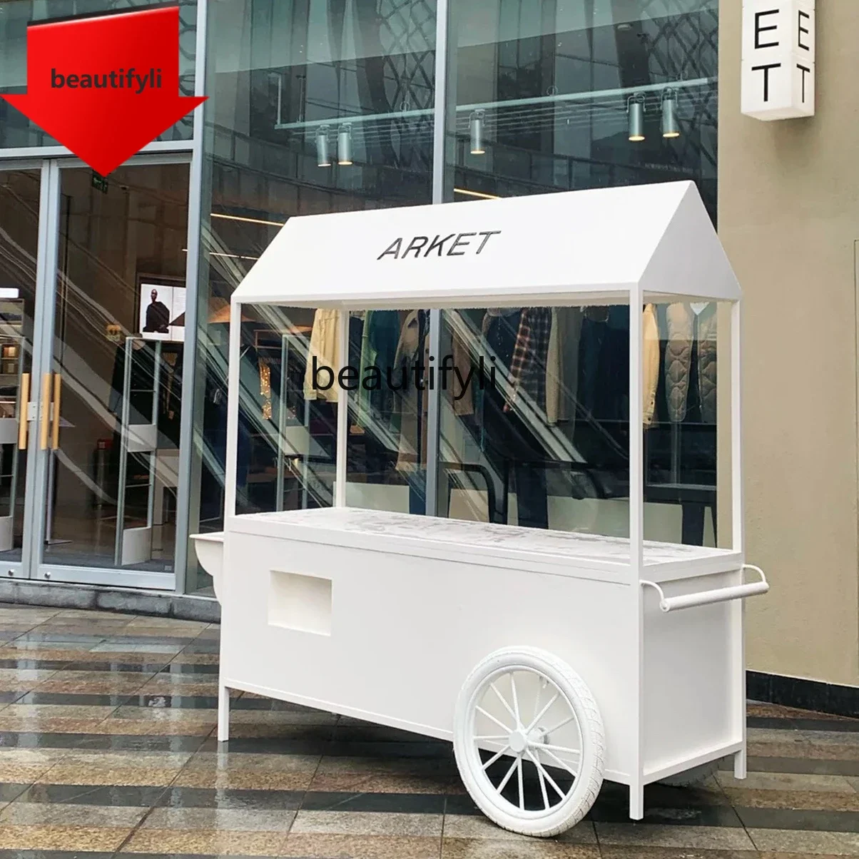yj15 Street Food Cart Market Mobile Handcart Outdoor Display Stall Cart