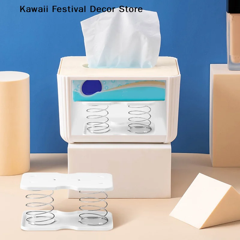 【K】Creative Spring Holder Tissue Box Automatic Lift Spring Loaded Tissue Box Tissue Spring Bracket Car Tissue Box Spring Holder