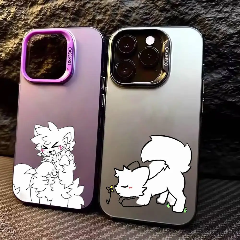 

B-Boykisser F-Furry C-Cute Phone Case For iPhone17,16,15,14,13,12,11 Plus,Pro Max Colored Silver Plated Inside Cover