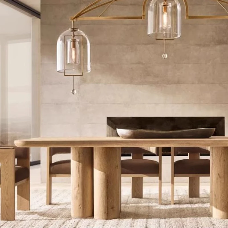 RH American Country Solid Wood Dining Table Home Oak Vintage Dining Table Six French Rectangular Conference Table Custom