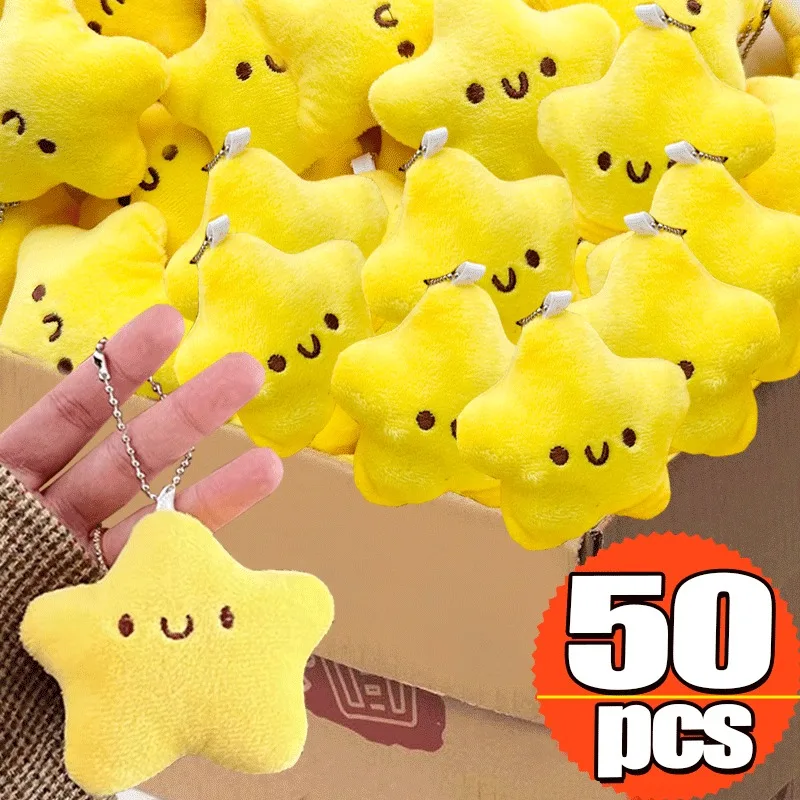 

Cute Stars Plush Toy Keychain Girls Fluffy Soft Cute Backpack Bag Pendant Practical Mini Yellow Keychain Charms Keychains Gifts