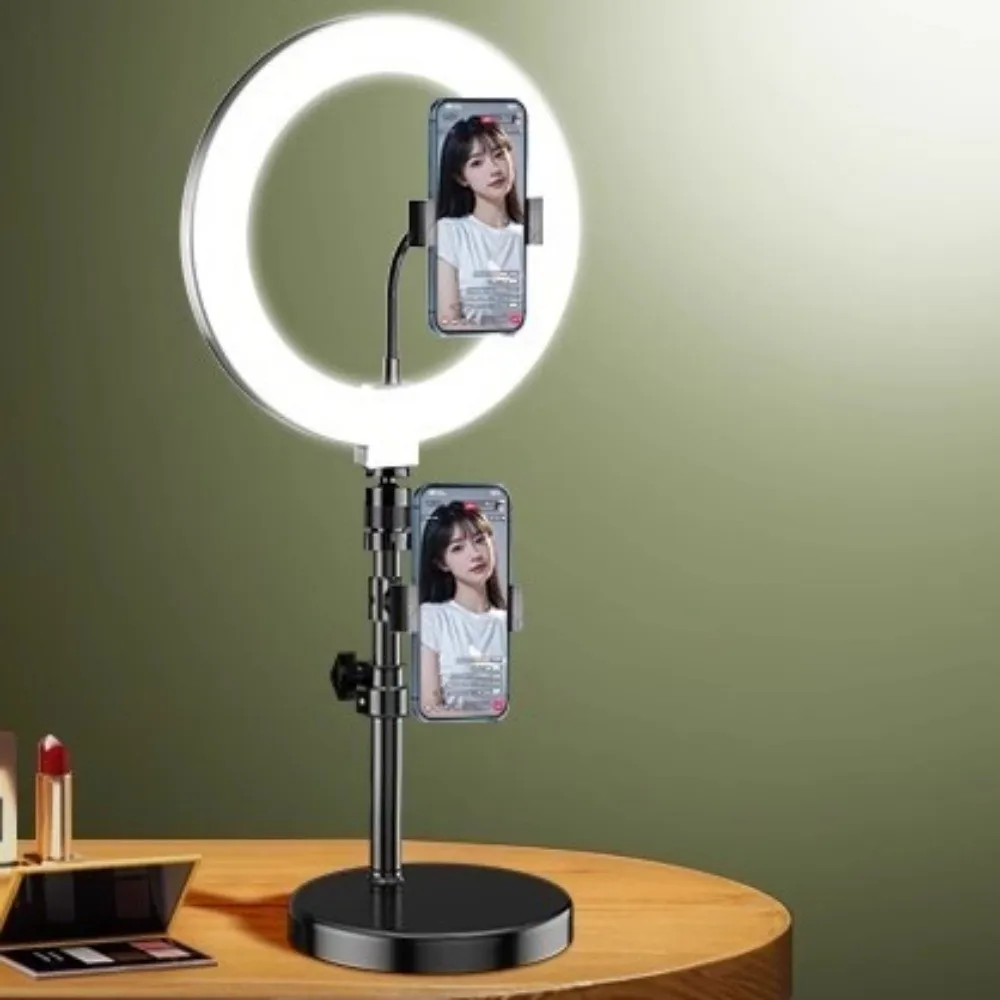 

Universal Selfie Ring Light 3 Cold Shoe Support Bluetooth ​3-Color Fill Light​ Adjustable Dimmable Light Live Streaming Tool