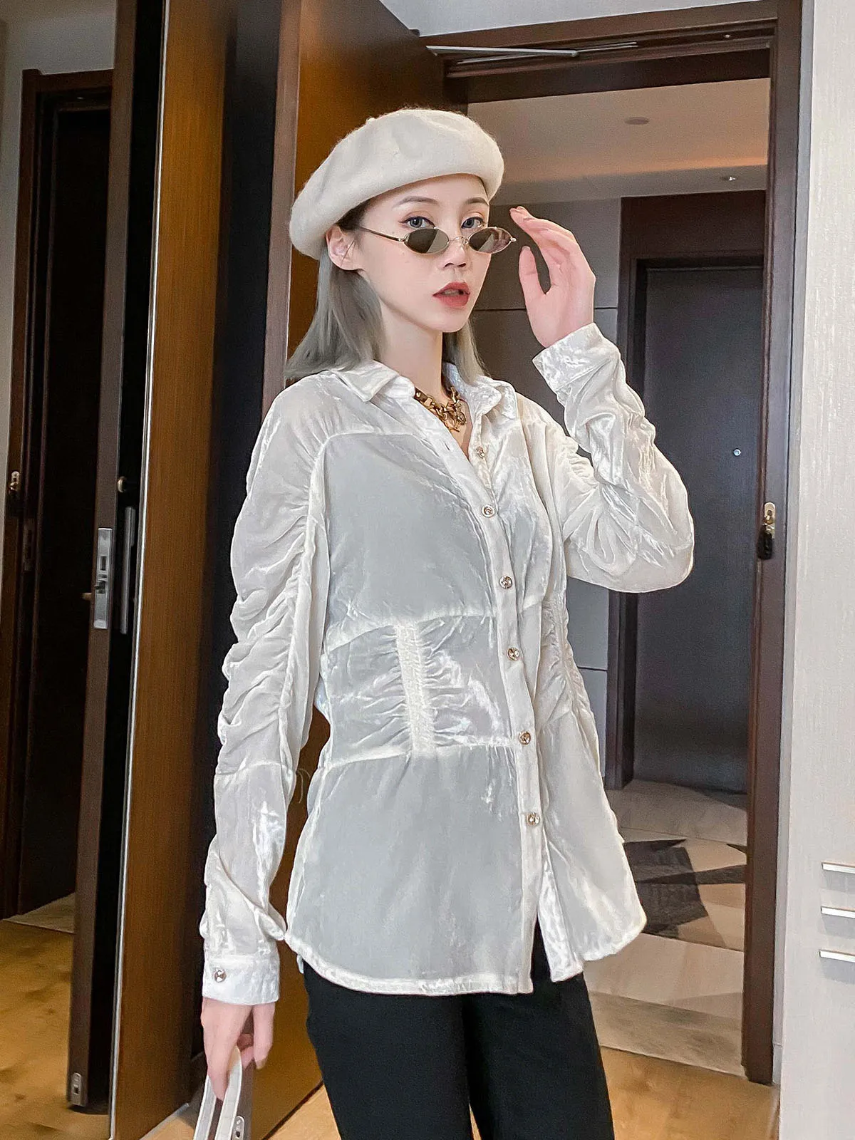 

Белое шелковое длинное платье для женщин, модный ретро-дизайн в стиле Гонконга, новая модель 2024 года, трендовый