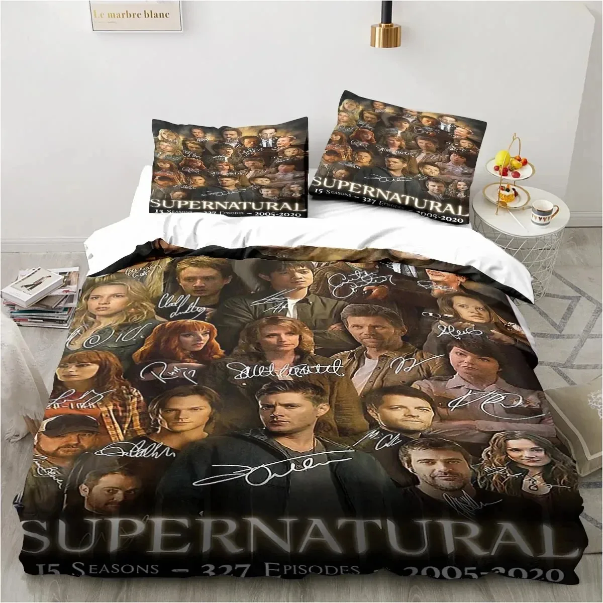 

Supernatural Logo Bedding Set Duvet Cover Bed Set Quilt Cover Pillowcase Comforter king Queen Size Boys Adult Bedding Set