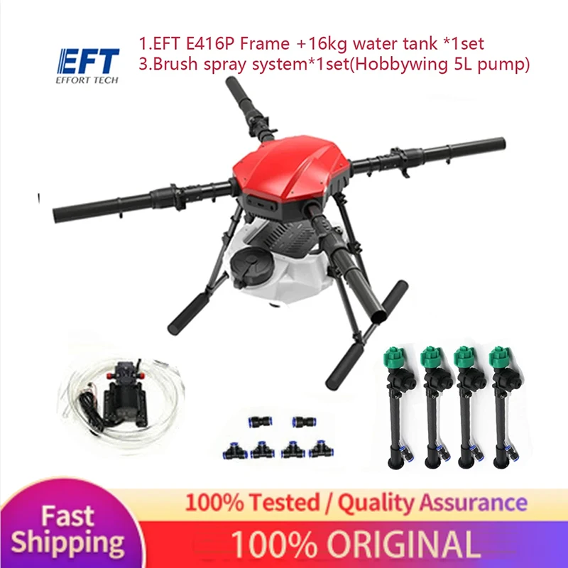 EFT E416S Upgraded version of E416P 4 Axis 16L 16kg 40mm Arm Spraying Gimbal System Folding Quadcopter Agriculture Drone Frame