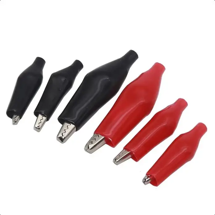 【10PCS】28MM 35MM 45MM Metal Alligator Clip Crocodile Electrical Clamp Testing Probe Meter Black Red Plastic DIY Car Auto Battery