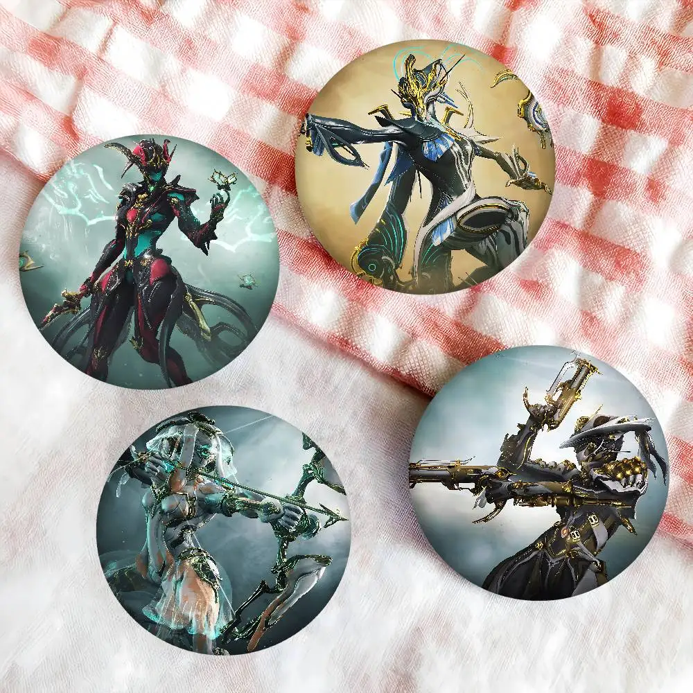 W-Warframe ألعاب أنيمي 32/44/58 مللي متر تخصيص زر دبابيس لطيف مضحك الإبداعية شارة مجوهرات ديكور هدايا للأصدقاء