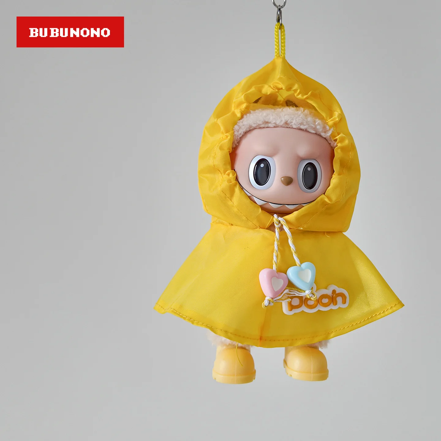 "Impermeável!" Labubu 1.0 2.0 3.0 Gen Figura de pelúcia de vinil Conjunto de roupas de chuva Casaco e botas à prova d'água Roupa de boneca fofa