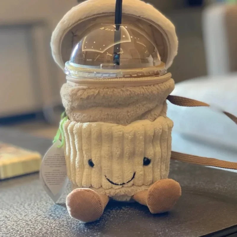 New Crossbody Women's Bag Coffee Milk Tea Bag Plush Bag Amusable Carry Toy Cup Holder Crossbody Soft Single Strap Shoulder Bag