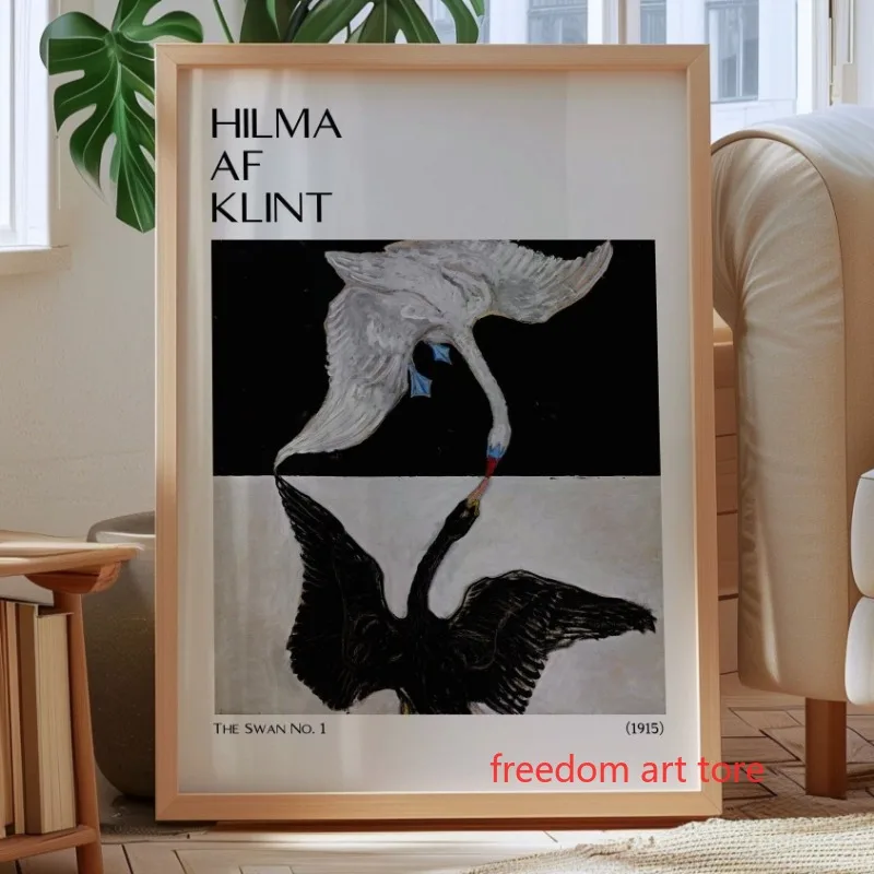 Vintage Hilma Af Klint The Swan No 1 Exhibition Art Poster Canvas Painting Wall Prints Picture for Living Room Home Decor