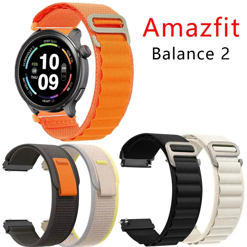 22 مللي متر درب النايلون حزام ل Amazfit التوازن 2 الفرقة سوار ل Huami BALANCE1 2 Amazfit Bip 5/6 اكسسوارات جبال الألب حزام الساعات