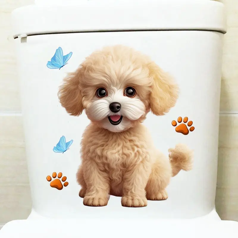 MT18# Cute Teddy Cartoon Stickers Bedroom Decoration Wall Stickers Bathroom Waterproof Toilet Stickers