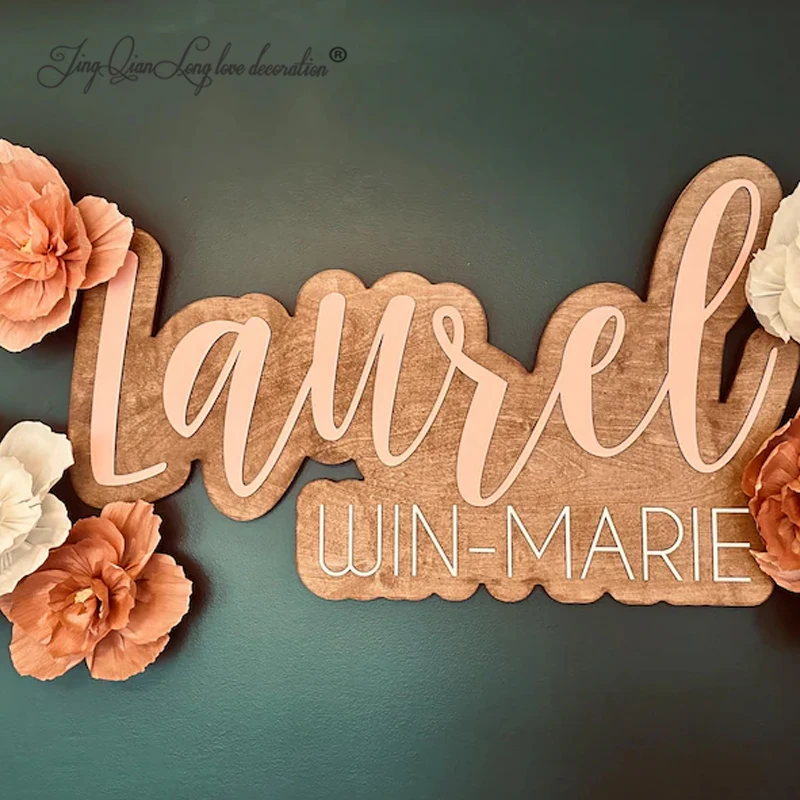Custom Large wood name sign, nursery name sign, boho nursery sign , above crib cut out, layered baby name sign, double baby name