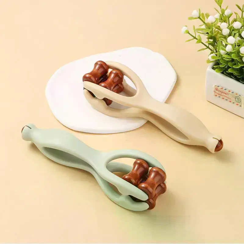 Solid Wood Finger Massage Roller With 360° Rollers Clip Design Finger Massager Acupressure Stick For Hand Meridian Relief