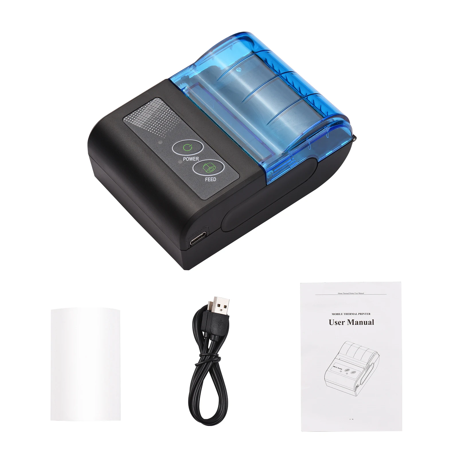 Impresora Térmica Portátil Bisofice Mini de 2 Pulgadas, Inalámbrica, USB, para Recibos, Facturas y Boletos, Compatible con Papel de Impresión de 58 mm