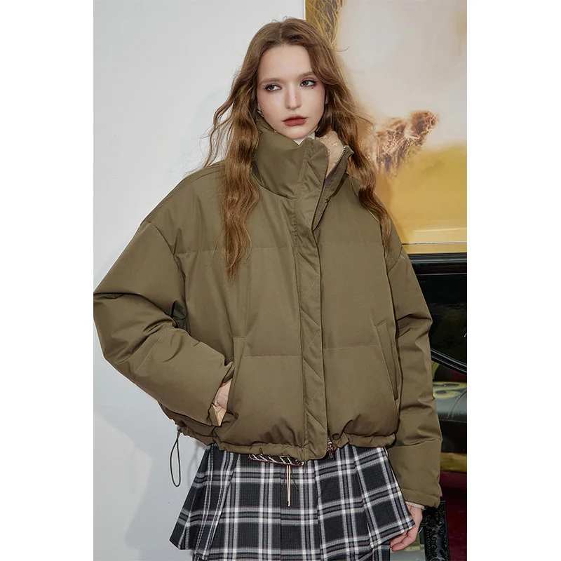 ELFSACK 2025 Winter New Arrivals Casual Reversible Cartoon All Over Print Down Jacket For Woman