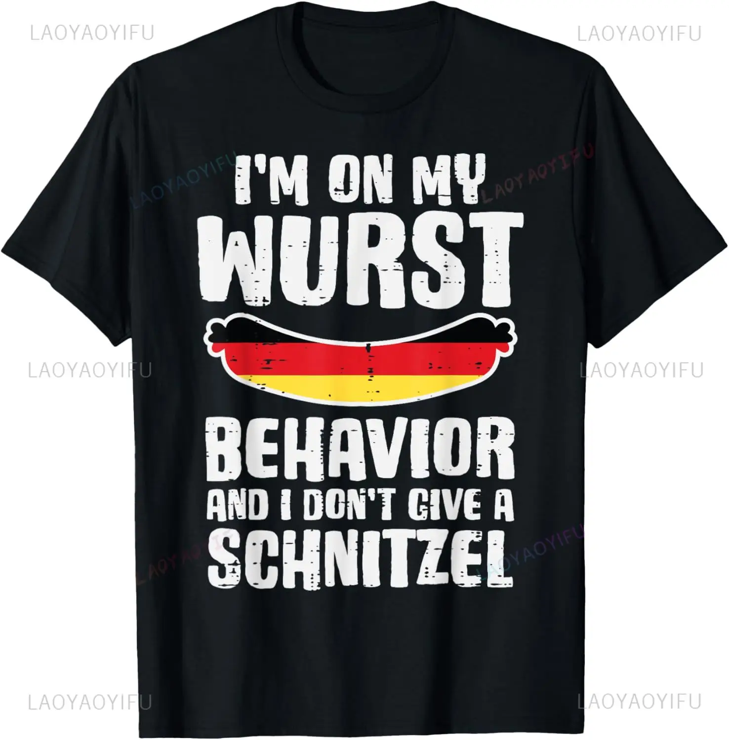 On My Wurst Behavior Dont Give Schnitzel Funny Oktoberfest T-Shirt Humor Printed Fashion Short Sleeve Man Tshirt Summer Tees