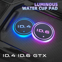 For ID.4 ID.6 GTX Logo ID.4X Crozz ID.3 ID.5 Electric Vehicle Emblem Led Car Water Cup Mat Drink Holder Auto Interior Decorative