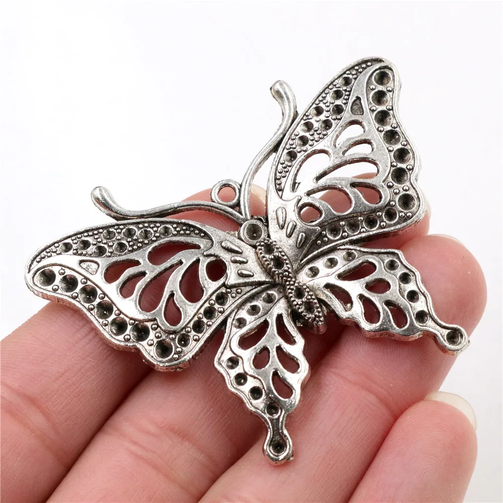 60x48mm 2pcs Antique Silver Plated Butterfly Handmade Charms Pendant:DIY for bracelet necklace