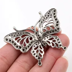 60x48mm 2pcs Antique Silver Plated Butterfly Handmade Charms Pendant:DIY for bracelet necklace