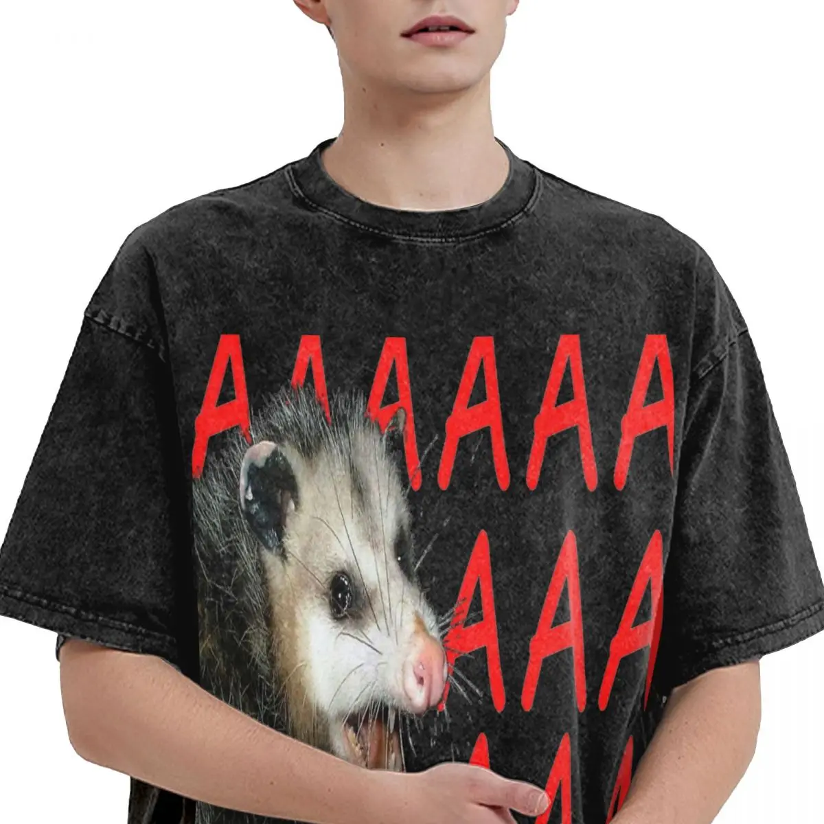 Camiseta de algodão estampada para homens e mulheres, AAAAA Possum, Angery Possum Harajuku Shirt