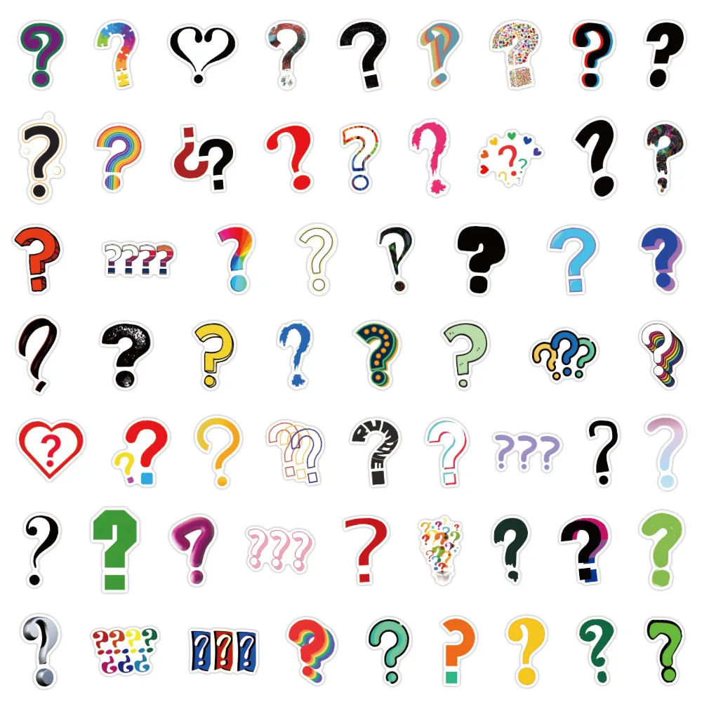 10/60/120PCS Cartoon Question Mark Stickers Notebook Guitar Phone Cup DIY Sticker Pack Waterproof Laptop Phone Case Decal Toys