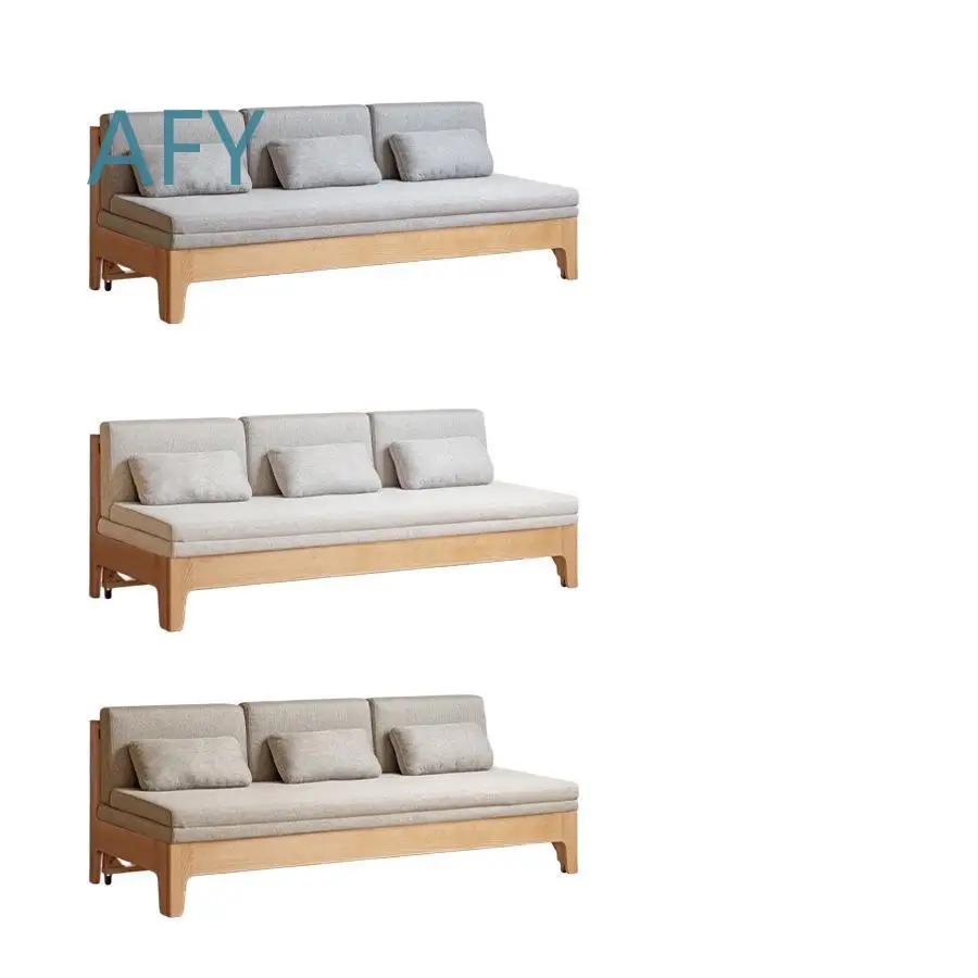 Foldable Sofa Bed for All Solid Wood Nordic Small Apartment Living Room Furniture Simple Modern Dual-Purpose Sofa for Small