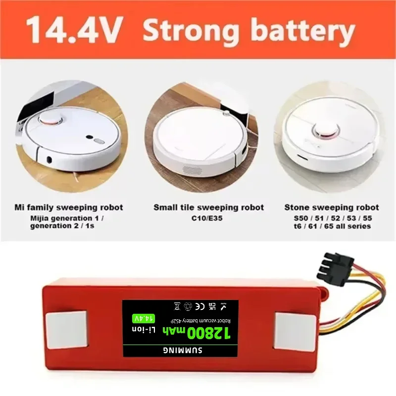 Adecuado para robot de barrido doméstico Xiaomi, batería de litio de 14,4 V adecuada para Xiaomi S51 S52 S55 S60 S65 S50 S51 S5 MAX S6