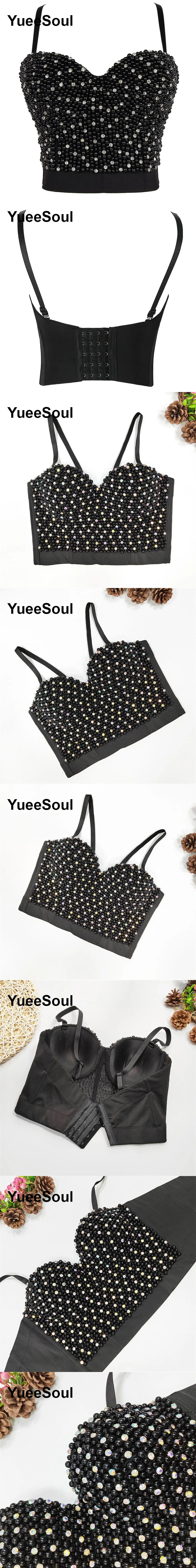 Black Y2K Tops White Rhinestone Sequins Tassel Slim Crop Top New Gothic Party Club Wedding High Street Sexy Corset Top Camis