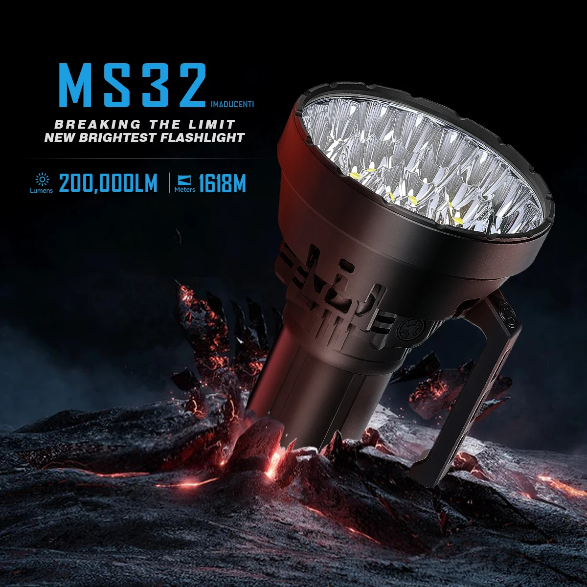 IMALENT MS32 200000 Lumen Flashlight Range 1618m High Power Rechargeable Professional Searchlight
