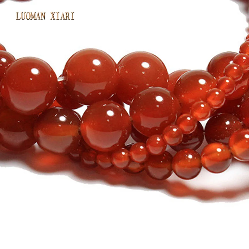 Natural Stone Beads 5A Red Agate Loose Round Spacer Bead For Jewelry Making DIY Bracelet Necklace Beadwork 2/3/4/6/8/10/12mm
