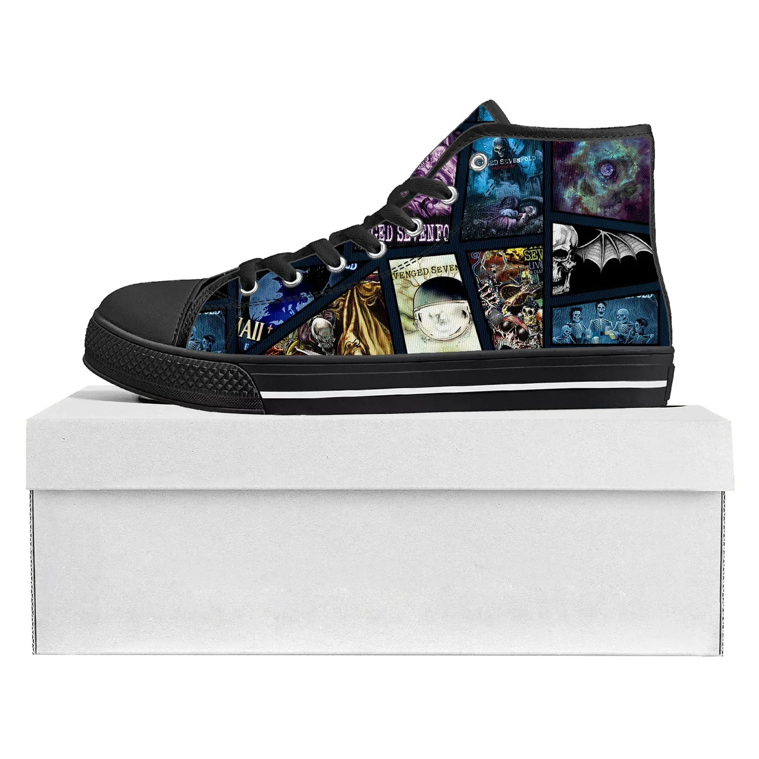 Avenged Sevenfold A7X High Top High Quality Sneakers Mens Womens Teenager Canvas Sneaker Casual Couple Shoes Custom Shoe Black