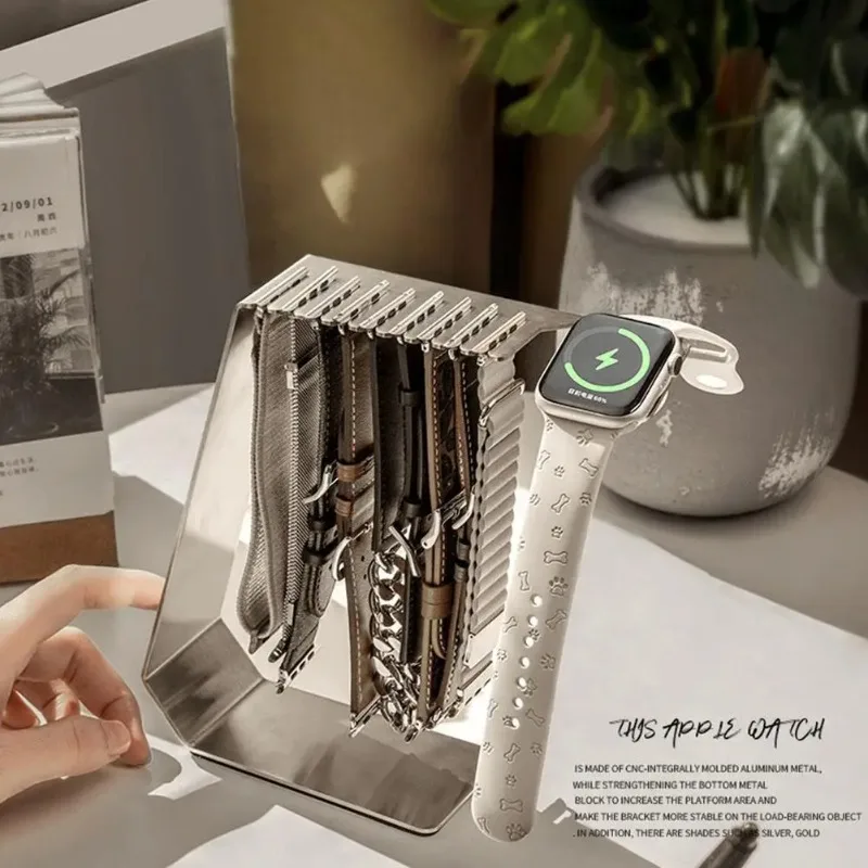 Suitable for Strap Storage Bracket Charger Stand for Apple Watch with Band Holder Desktop Steel Dock for iWatch Charging G1S2