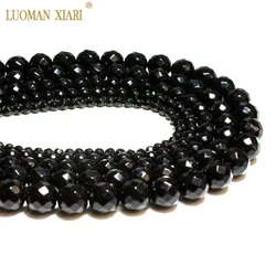 Wholesale Faceted Black Onyx Beads Natural Stone Beads  for Jewelry Making Bracelet  DIY Material 4/ 6/8/10/12 Mm Strand  15''