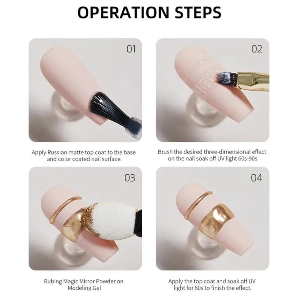 15ml Russian Matte Top Coat for Chrome Nail Powder 3D Mirror Chrome Nail Rubbing Powders Gel Top Coat  No Wipe Soak off UV Gel