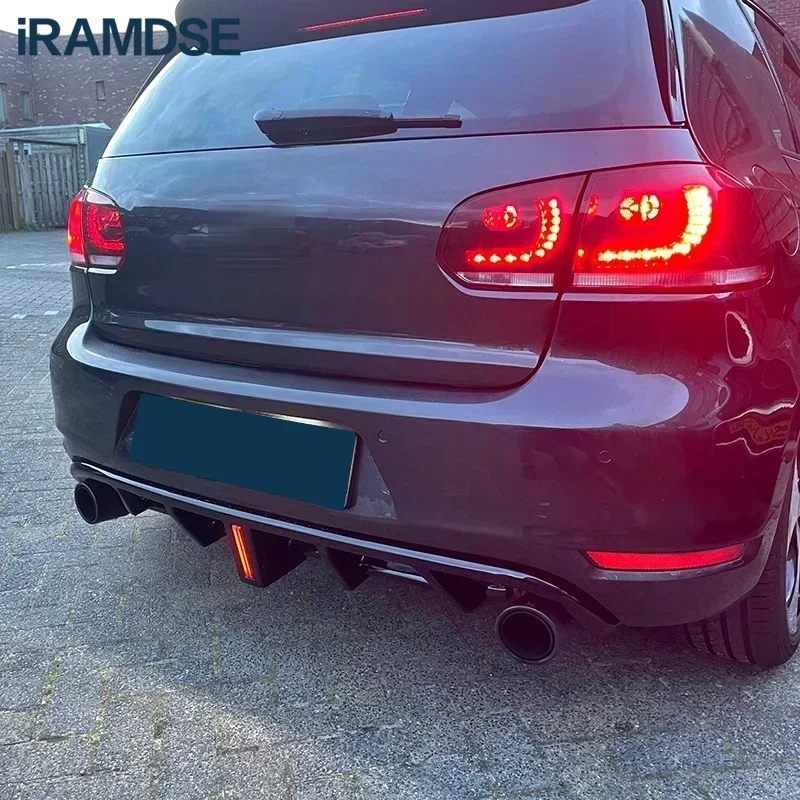 Rear Diffuser for Volkswagen Golf MK6 GTI 2008-2013 Glossy Black Car Body Kit Lip Bumper Spoiler Plastic Splitter