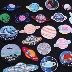 2022 Saturn Planet Space Embroidery Patch Clothing Thermoadhesive Patches for Clothes Sewing Badges for Woman Appliques for Bag