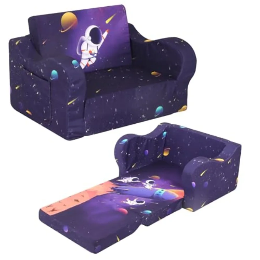 

Sofa 2-in-1 Flip-Out Foam Couch Foldable Soft Play Lounge Chair