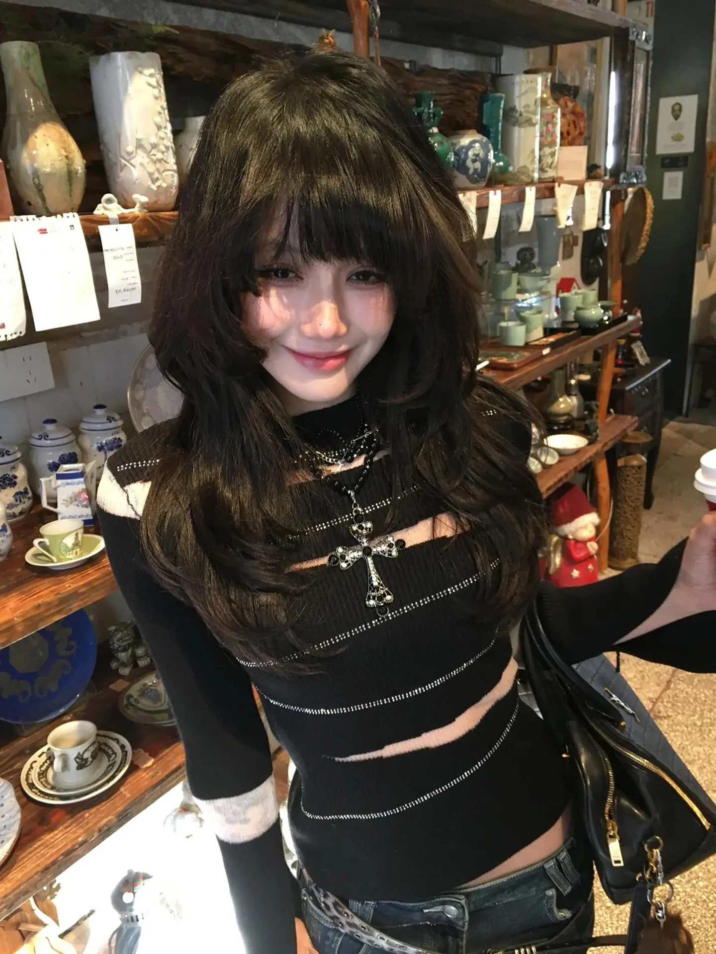 

Женский вязаный топ с вырезами, облегающий, сексуальный, весна 2026, новинка, мягкий, длинный рукав, круглый вырез, базовая модель