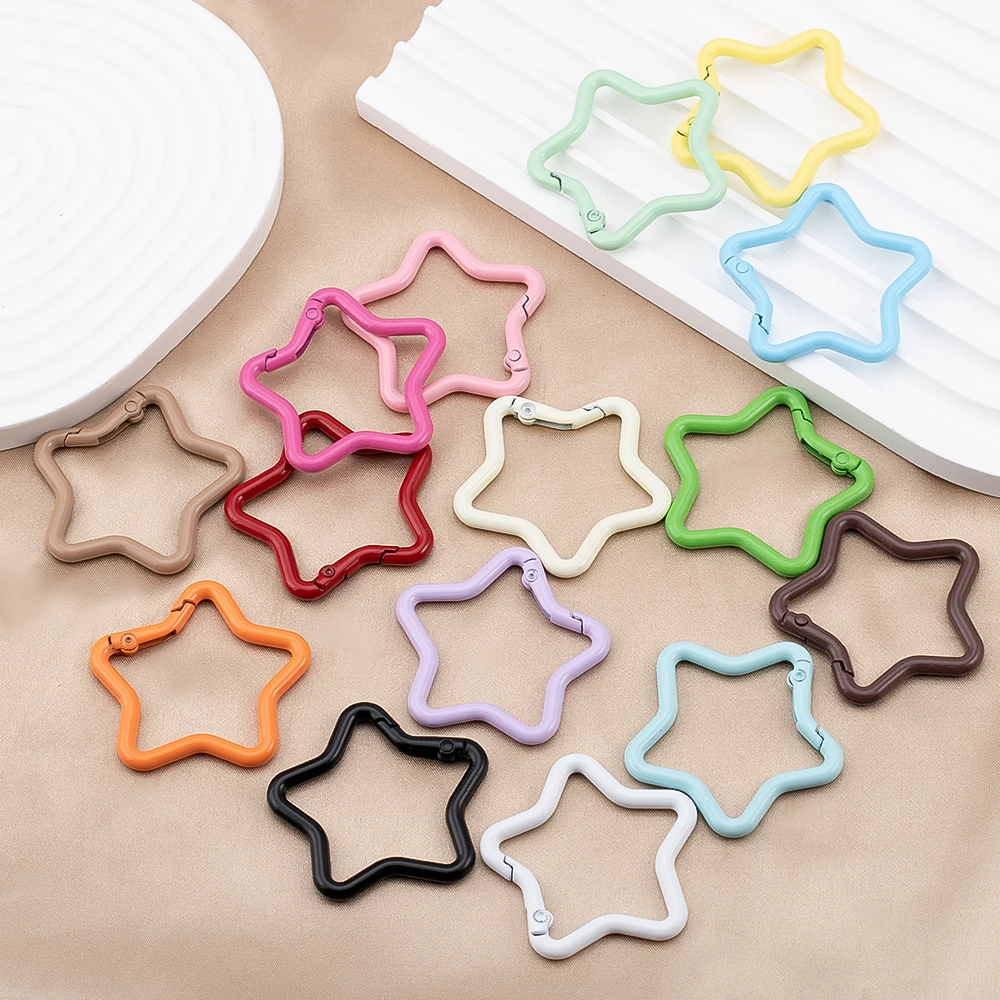 5/10pcs Colorful Star-shaped Alloy Carabiner Rings Keychain Clip Spring Hook Hanging Buckle For DIY Jewelry Making Accessories